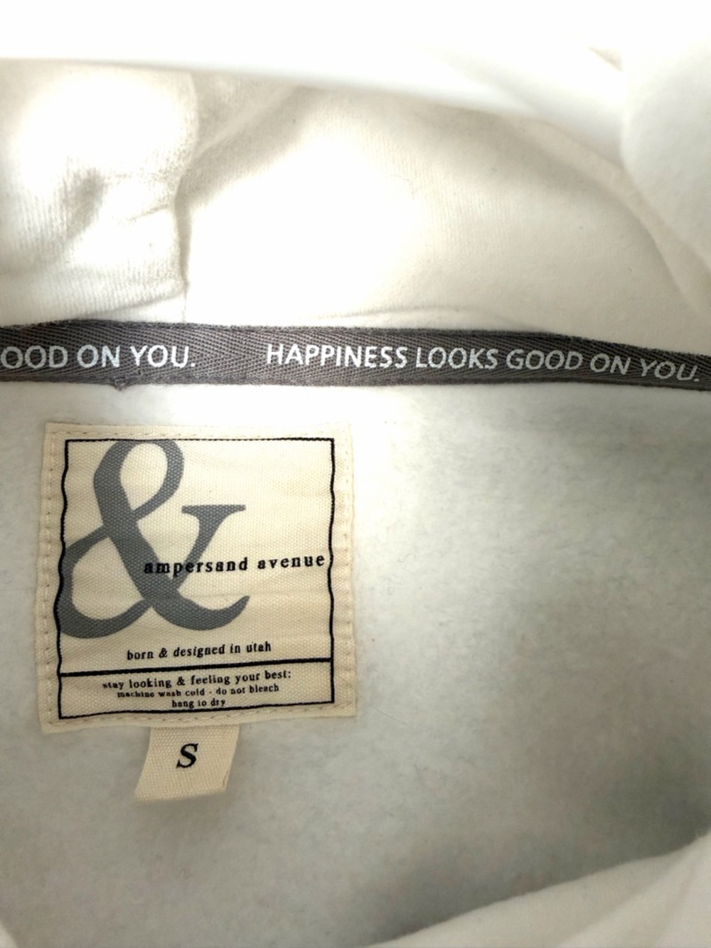 AMPERSAND AVE White, Pink & Teal Striped Sweatshirt Hoodie Pullover Size Small - Picture 9 of 9